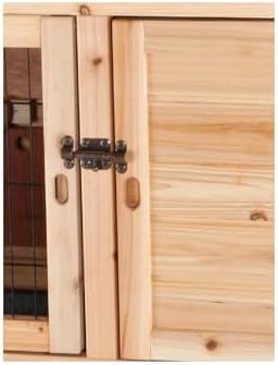 Trixie 2-Story Rabbit Hutch with Retreat Area, Non-Slip Ramp, Hinged Roof with Locking Arm, 4 Doors, 2 Metal Slide Latches, and Pull-Out Trays for Easy Cleaning