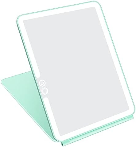 deweisn Folding Lighted Makeup Mirror with 72 LEDs 3 Colors Light Modes USB Rechargable 1800mA Batteries Portable Ultra Thin Compact Vanity Mirror