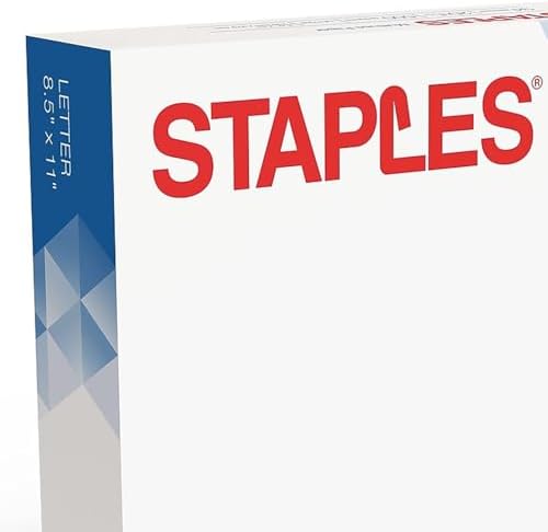 Staples Multipurpose Copy Paper, 8.5x11, 20lb, 94 Bright, 10 Reams/Carton | 5,000 white sheets total. Smooth finish reduces jams in copiers, laser & inkjet printers.