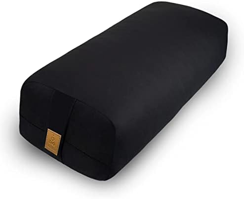 Yoga Bolster Pillow 26x10.5x5.5in Rectangular Meditation Cushion for Massage and Back Support, Breathable Cotton Fill, Zippered Organic Cotton Cover