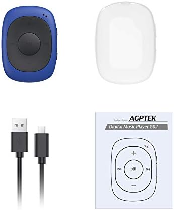 AGPTEK G02 8GB Clip MP3 Player with FM Shuffle & Sweatproof Silicone Case | Screen-Free Portable Music Player, No Bluetooth, Simple for Sports, Running & Walking