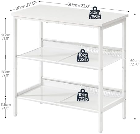 HOOBRO End Table, 3-Tier Narrow Side Table, Nightstand with 2 Flat or Slant Adjustable Shelves for Small Spaces, Hallway, Living Room, Bedroom, Sturdy