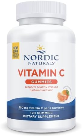Nordic Naturals Vitamin C Gummies, 250mg Vegan, Tart Tangerine - 60 Count | Supports immune health, antioxidant protection, child growth & development. Tart tangerine flavor gummies for kids & adults