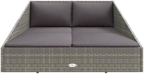 vidaXL Patio Bed Gray 43.3"x78.7" Poly Rattan