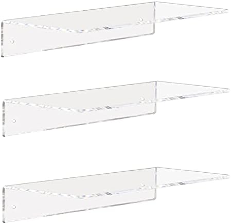 Weiai Clear Acrylic Shelves 12 Inch, Floating Wall Mounted Shelf for Wall Storage, Set of 2
