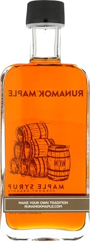 Runamok Organic Bourbon Barrel Aged Maple Syrup - Vermont Maple Syrup, Pure Maple Syrup for Cocktails, Cheese Pairing & Perfect To Be Used As Pancake Syrup, Maple Syrup Organic | 8.45 Fl Oz (250mL)