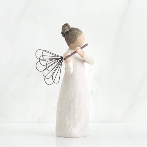 Willow Tree Angel of Harmony Figure, Hand-Painted, Flute, Shelf Decor | Hand-Painted Angel Figurine, Celebrating Friendship