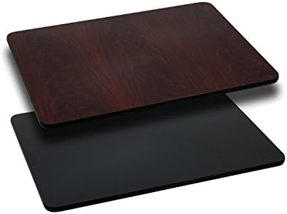 Flash Furniture 42x24" Reversible Table Top, Black/Mahogany | Reversible Laminate Top, Durable Construction, Commercial Use