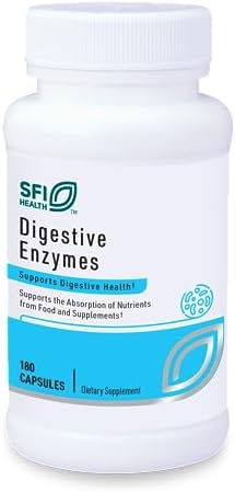 Klaire Labs SFI Health Digestive Enzymes, 180 Capsules | Gut Health Supplements with Lipase, Amylase & Protease Enzymes for Digestion