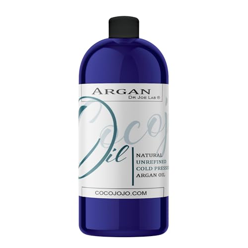 Dr Joe Lab Argan Nut Oil 32 oz Pure Natural Moroccan Argon Nut Unrefined Cold Pressed Extra Virgin - for Hair Skin Body Nail and Beard - Moisturizing