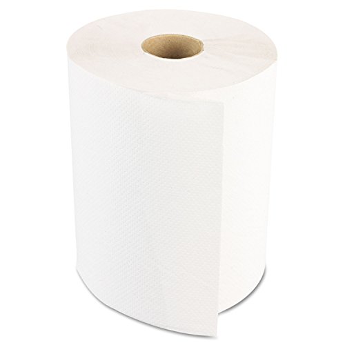 Boardwalk 6250 Hardwound Paper Towels, Nonperforated 1-Ply White, 350 ft (Case of 12 Rolls) | Made In The USA