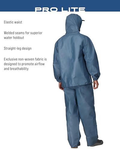 FROGG TOGGS Men's Pro Lite Rain Suit, Waterproof, Breathable, Dependable Wet Weather Protection, Carbon Black, XL/XXL