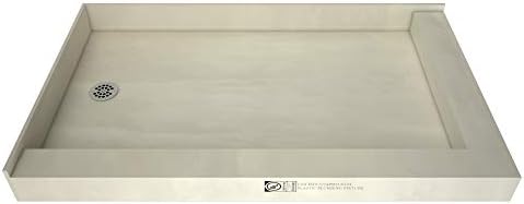 Tile Redi B3754L-DRRDPVZ Shower Pan Kit with Flashing, Left Drain- Double Curb Shower Base, 2" PVC Drain and Plate Included, 54" Width x 37" Depth
