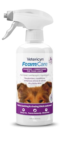 Vetericyn FoamCare Medicated Dog Shampoo - Instant Foaming, Spray-On Hypoallergenic Shampoo, Medicated Formula for Sensitive Skin, Safe for Dogs and Cats. 16 Ounce