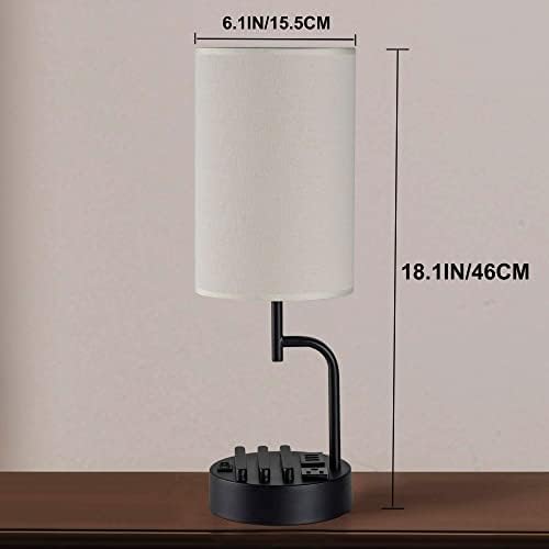 Dreamholder Table Lamp with 3 USB Charging Ports, Modern Desk Lamp with AC Outlet and Phone Stands, Perfect Bedside Lamp for Bedroom, Living Room