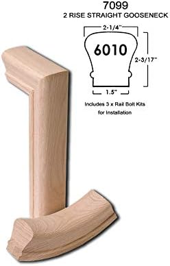 Red Oak 6010-8E 2-1/4 inch Width x 2-3/8 inch Tall Traditional Style Straight Wood Handrail for Stair Remodeling 8 feet Long