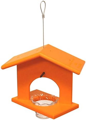 Oriole Bird Feeder, Poly Lumber Hanging Oriole Jelly Feeder (Black/Orange)