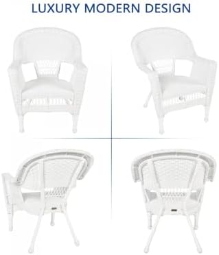 Jeco Wicker Patio Chairs (Set of 2) White Wicker