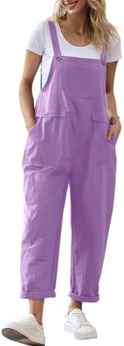 YESNO Women Long Casual Loose Bib Pants Overalls Baggy Rompers Jumpsuits with Pockets PV9