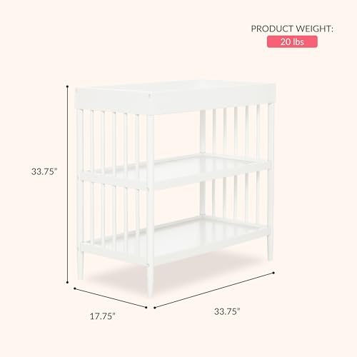 Dream On Me Clover Changing Table with Rounded Spindles in White