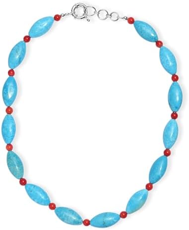 Dyed Blue Magnesite Coral 375 ctw Beaded Necklace in Platinum Over 18"