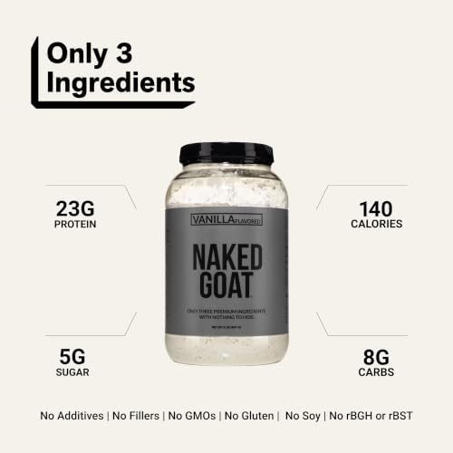 NAKED Goat - Pasture Fed Goat Whey Protein Powder from Small-Herd Wisconsin Dairies, 2Lb Bulk, GMO Free, Soy Free. Easy to Digest - All Natural - 23 Grams of Protein - 30 Servings