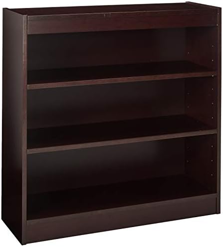 Lorell 3-Shelf Panel Mahogany Bookcase, 36" x 12" x 36"