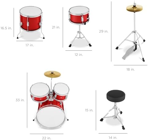 Best Choice Products Kids 5-Piece Beginner Drum Set Junior Kit, Starter Percussion w/Cymbals, Pedal, Drumsticks, Stool, Toms, Snare, Hi Hat - Black