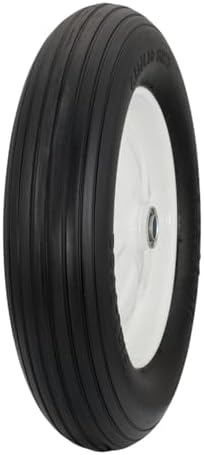 Marathon 4.80/4.00-8" Flat Free Tire on Wheel, 3" Hub, 5/8" Bearings, Ribbed Tread