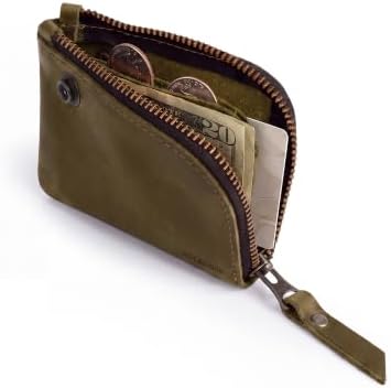 Hide & Drink, Leather Zippered Wallet, Holds Up to 6 Cards Plus Folded Bills, Pouch Organizer, Cash Holder, Travel Essentials, Mini, Pocket-Size, Handmade (Bourbon Brown)