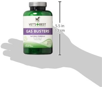 Vet's Best Gas Busters Digestive Support Tablets for Dogs, 90 Count | Helps Relieve Gas, Bloating & Constipation, Supports Healthy Digestion, Chewable Daily Digestive Aid for Dogs