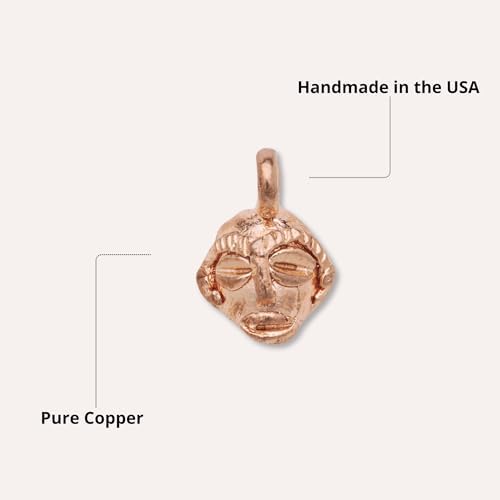 Better Jewelry, Real Pure Copper African Tribal Mask Pendant, Charm