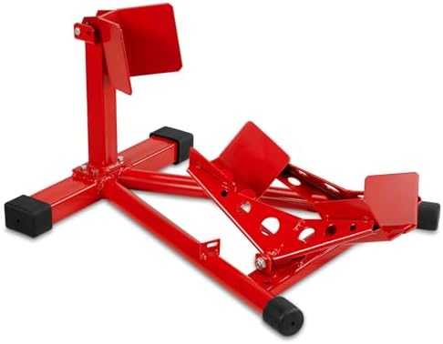 SUNROAD Motorcycle Front Wheel Chock for Garage Parking,Red