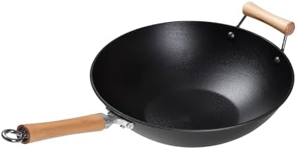 JOYCE CHEN Professional Series 14-Inch Cast Iron Wok with Maple Handle