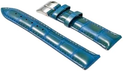 Ewatchparts 20mm Leather Watch Band Strap Compatible With Invicta Diver Russian Watch Light Blue