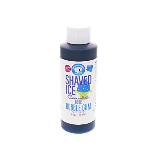 Hypothermias Shaved Ice and Snow Cone Syrup Unsweetened Flavor Concentrate - 4 Fl. Oz - Makes 1 Gallon of Ready to Use Syrup - Blue Bubble Gum