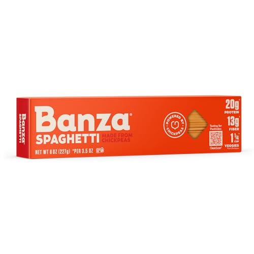 Banza Spaghetti Pasta from Chickpeas - Gluten Free, High Protein, and Lower Carb Protein Spaghetti Chickpea Pasta - 8oz