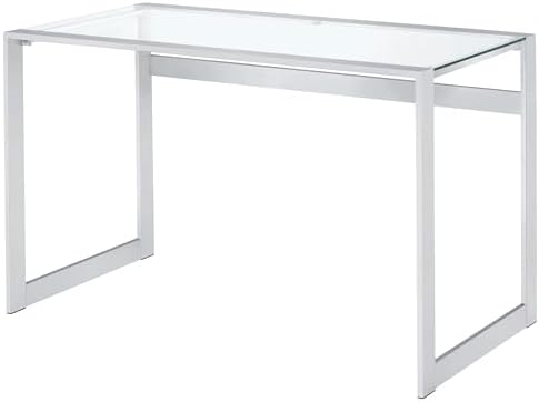 Coaster Home Furnishings – Hartford – Metal & Glass – 47-Inch Rectangular Glass Top Writing Desk with Contemporary Style and Plastic Glides