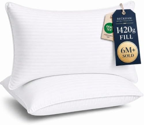 Beckham Hotel Collection Bed Pillows King Size Set of 2 | Down Alternative Pillow for Back, Stomach or Side Sleepers