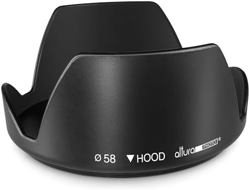 Altura Photo 58mm Camera Lens Hood for Canon Rebel T7, T6, EOS Accessories | Blocks Glare & Protects Your Lens from Bumps, Easy Snap-On Fit