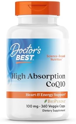 Doctor's Best High Absorption CoQ10 with BioPerine Supplement - Coenzyme Q10 Caps for Heart Health & Antioxidant Support, CoQ10 100mg for Women & Men, Non GMO, Naturally Fermented - 120 Veg Capsules