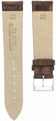 Ewatchparts 22mm Dark Brown Leather Replacement Watch Strap White Stitching Silver Buckle Compatible With Invicta Diver