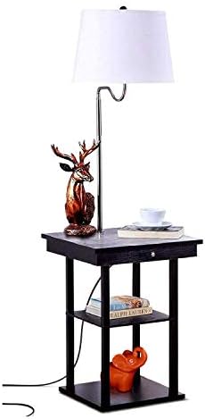 Brightech Madison Side Table with Lamp Combo with LED Bulb, Desk Lamp with USB Port, Bedside Reading Light, Modern End Table with Floor Lamp for Bedroom, Living Room, Office - Havana Brown
