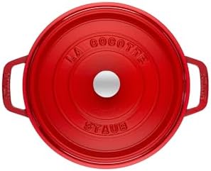 Staub Cast Iron Round Cocotte, Dutch Oven, 5.5-quart, serves 5-6, Made in France, Cherry