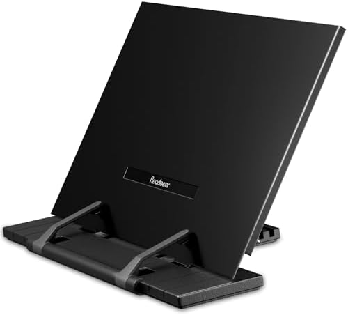 Readaeer Metal Book Stand for Desk Portable Document Holder for Cook Book, Music Book, iPad, Laptop