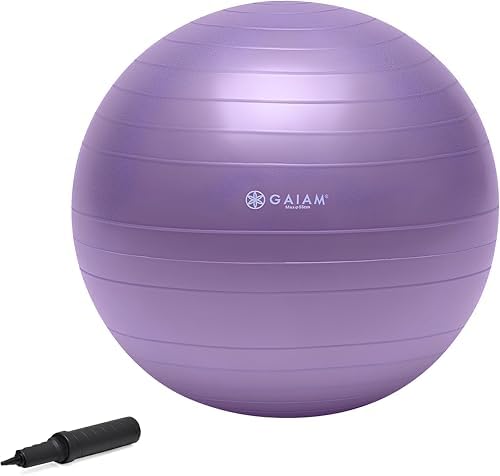 Gaiam Balance Ball Kit, Anti-Burst Stability Ball with Pump | 55cm Anti-Burst Ball | Textured Grip Surface | Air Pump Included | Core & Stability Training | Home Use
