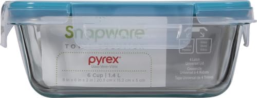 Snapware Snapware 6cup total solution rectangle food storage container glass, 9.3 Ounce (1112403) | Snapware glass container, 6‑cup size, BPA‑free lid, 4 locking tabs, microwave safe, freezer safe, dishwasher safe, 1112403