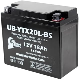 Replacement for YTX20L-BS Battery 12V 18AH SLA - Compatible with 2010 Triumph Thunderbird 1600 CC Motorcycle, 2014 Polaris RZR 800 CC UTV