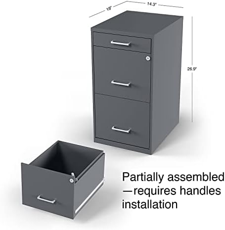 Staples 3-Drawer Vertical File Cabinet, Letter Size Documents, Lockable & Mobile, 18.9" D x 14.3" W x 26.9" H, White