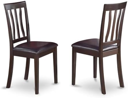 East West Furniture ANC-WHI-W Antique Dining Room Chairs - Slat Back Solid Wood Seat Chairs, Set of 2, Buttermilk & Cherry